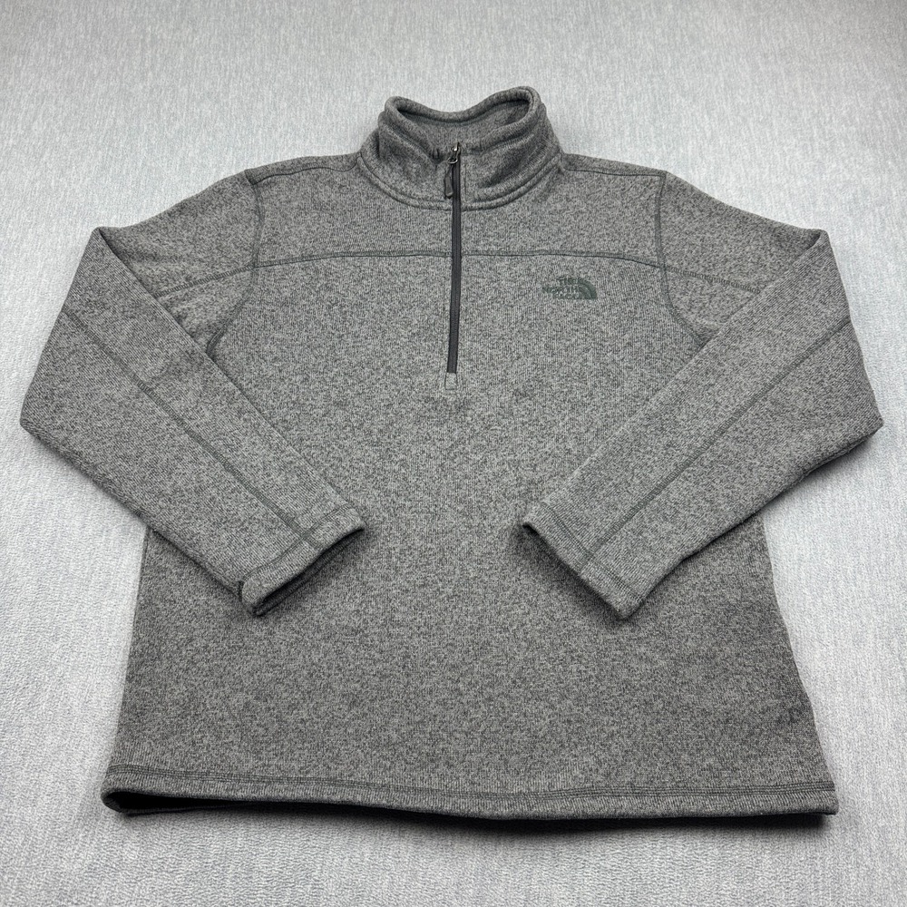 The North Face Sweater Mens Large Gray 1/4 Zip Fleece Pullover Mock Neck Outdoor